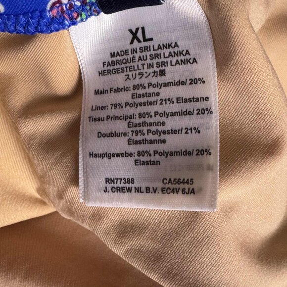 J.Crew One-Shoulder Ruched Swimsuit XL Blue Floral Print - Picture 5 of 7